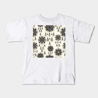 Black dreamcatchers on cream Kids T-Shirt